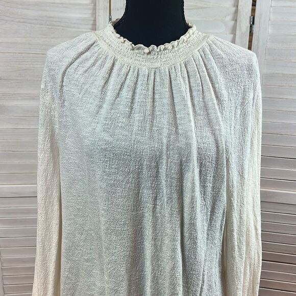 Madewell Texture & Thread Ruffled Mockneck Top Ivory Large - Picture 2 of 11